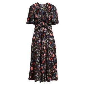 Chelsea28 Floral Midi Dress - Black and Red